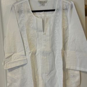 Coldwater Creek New White Simplicity Blouse XL